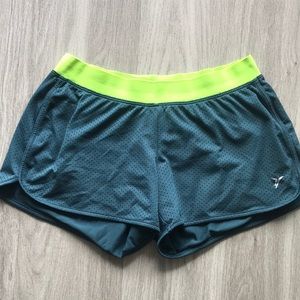 Green workout shorts